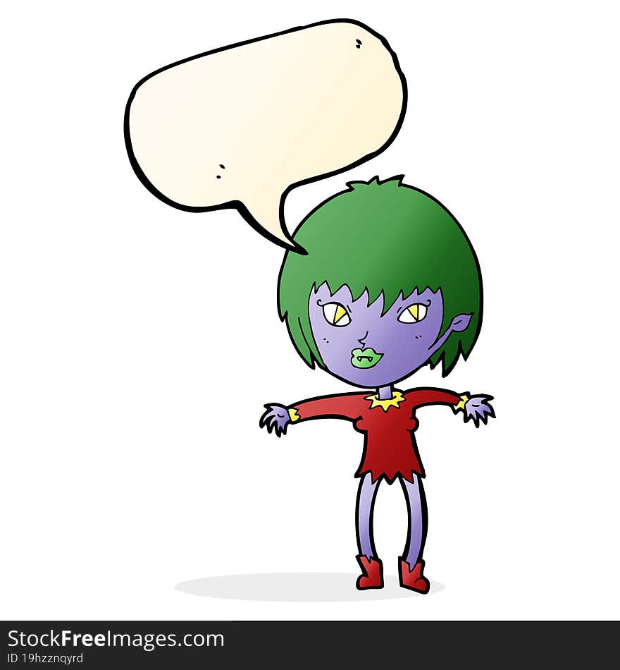 Cartoon Vampire Girl With Speech Bubble