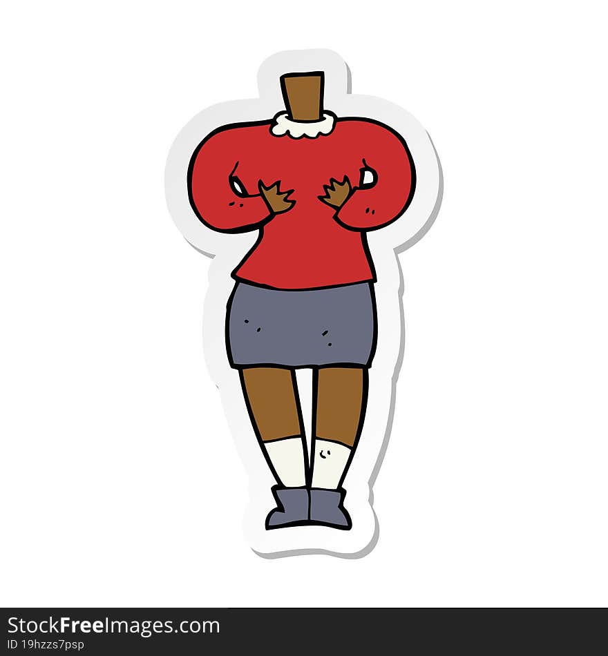 sticker of a cartoon female body