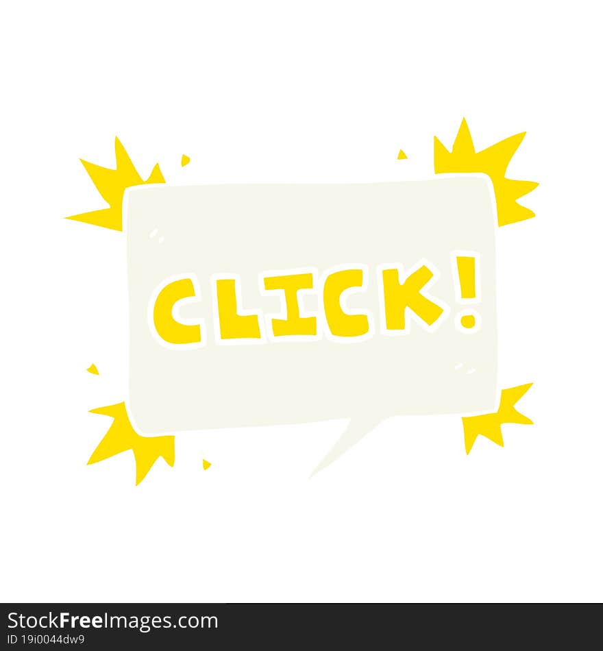 flat color illustration of a cartoon click sign