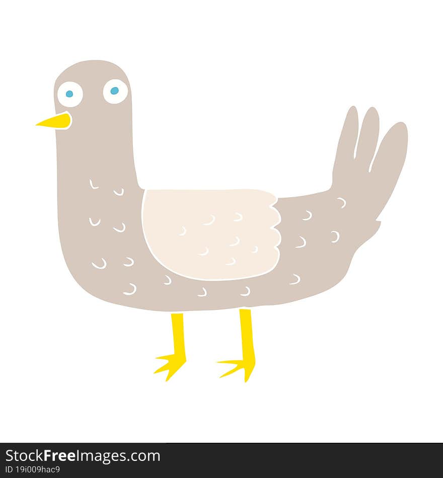 Flat Color Illustration Of A Cartoon Bird