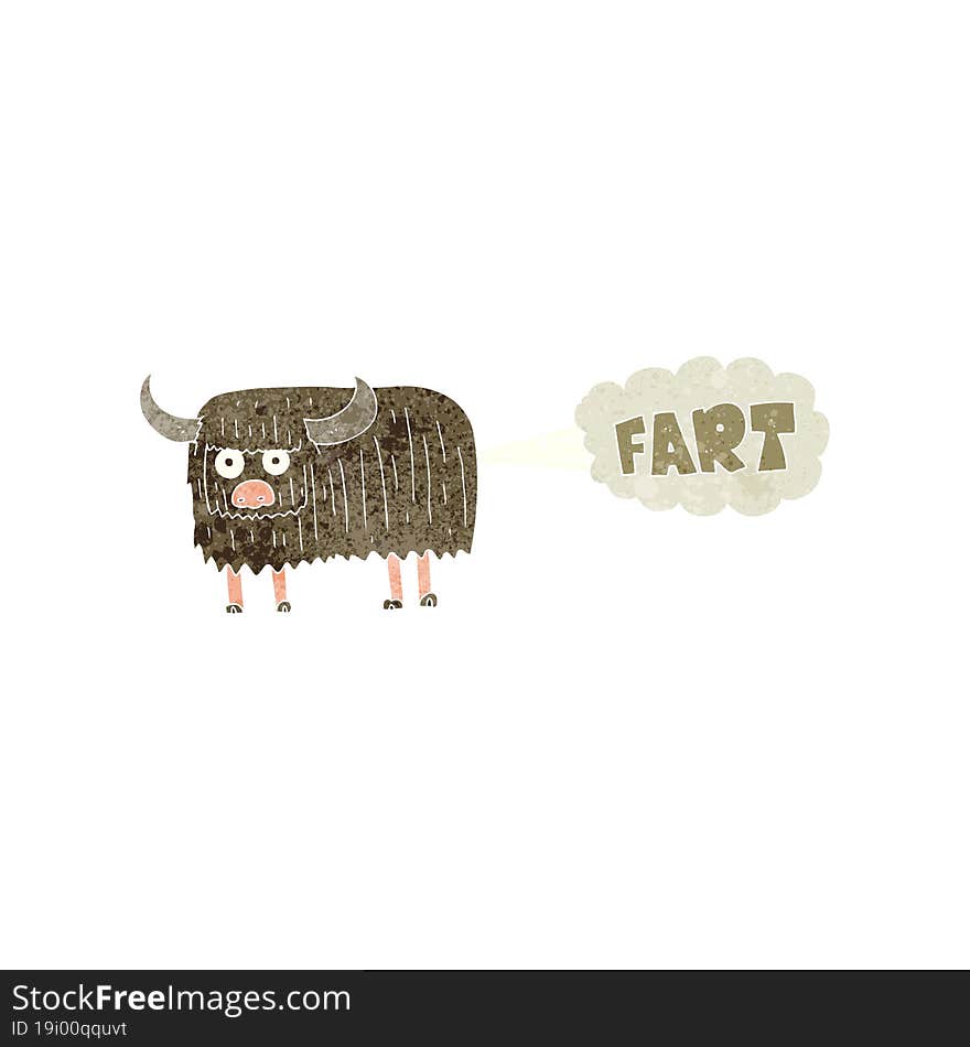 Retro Cartoon Hairy Cow Farting