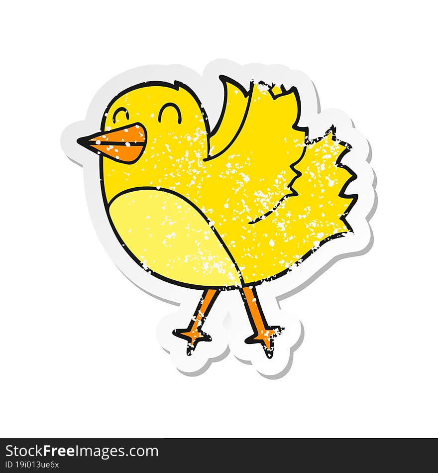 distressed sticker of a cartoon bird