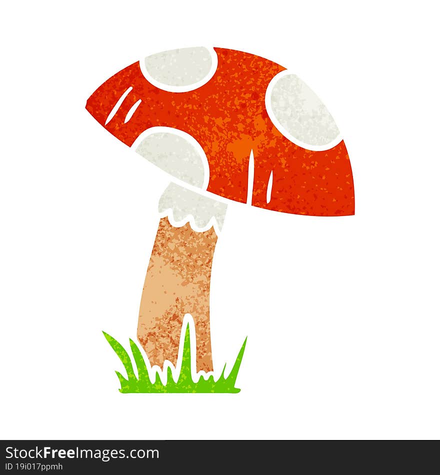 retro cartoon doodle of a toad stool