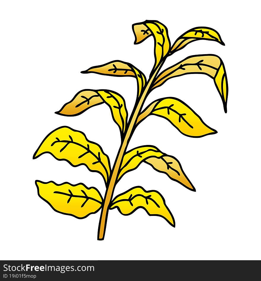 quirky gradient shaded cartoon corn leaves