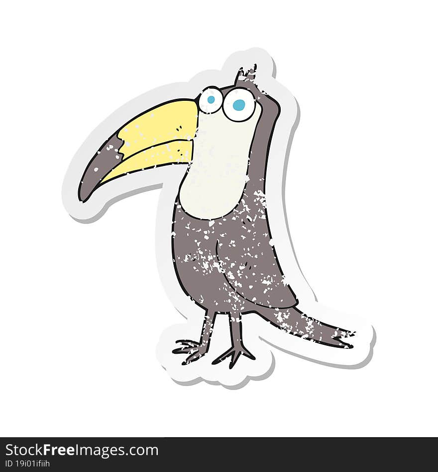 retro distressed sticker of a cartoon toucan