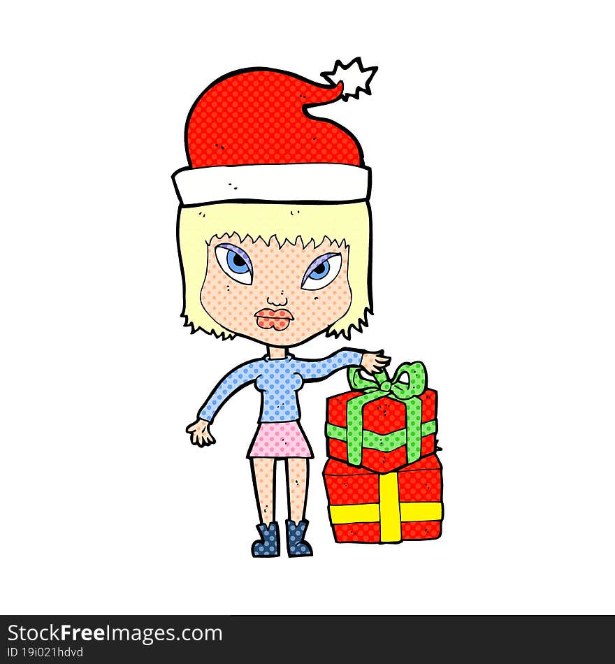 Cartoon Woman With Present