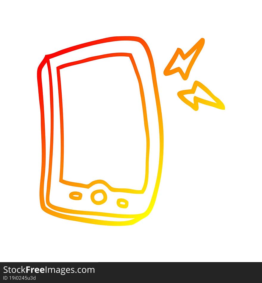 warm gradient line drawing cartoon mobile phone