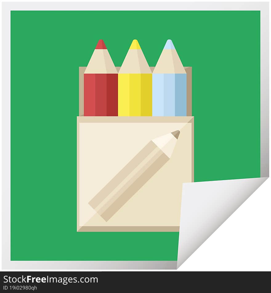 pack of coloring pencils graphic square sticker