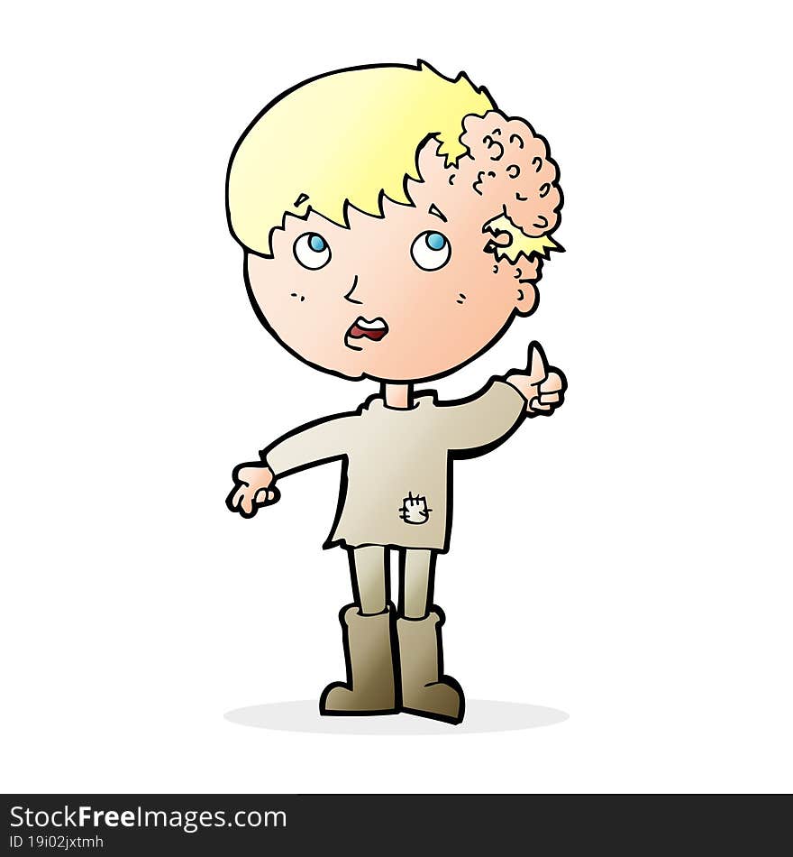 cartoon boy with growth on head