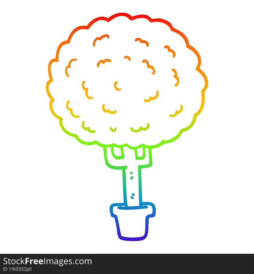 rainbow gradient line drawing cartoon tree