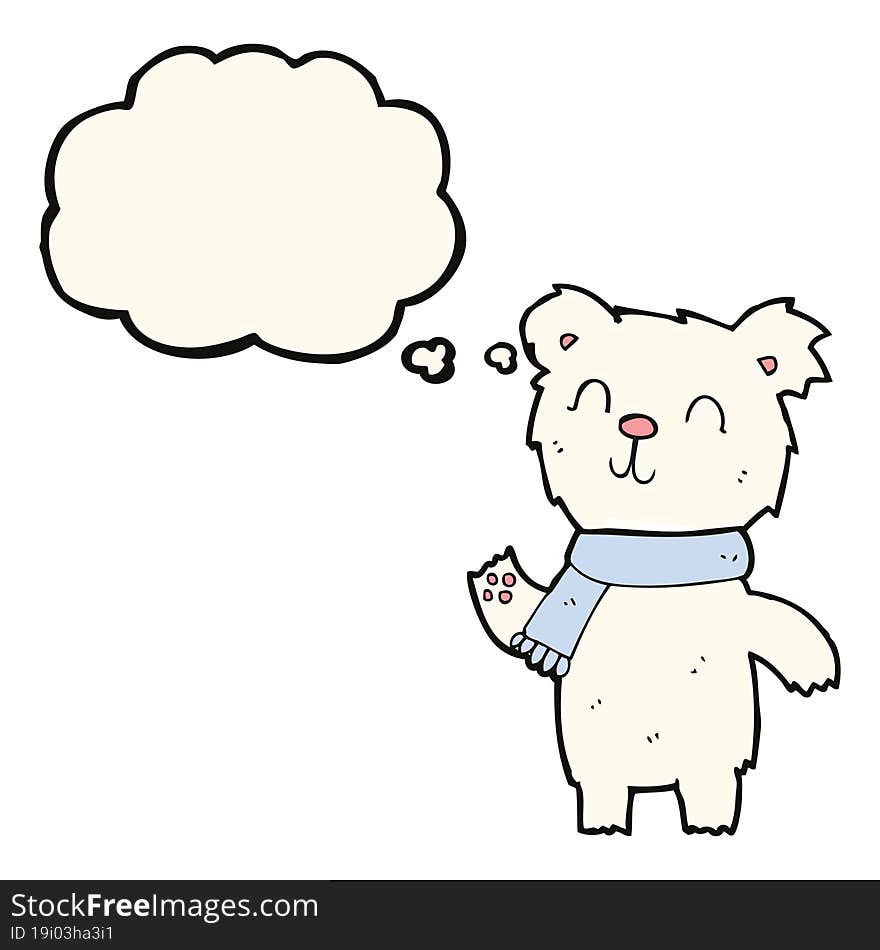 cartoon cute polar bear cub with thought bubble