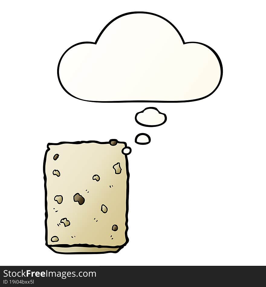 Cartoon Biscuit And Thought Bubble In Smooth Gradient Style