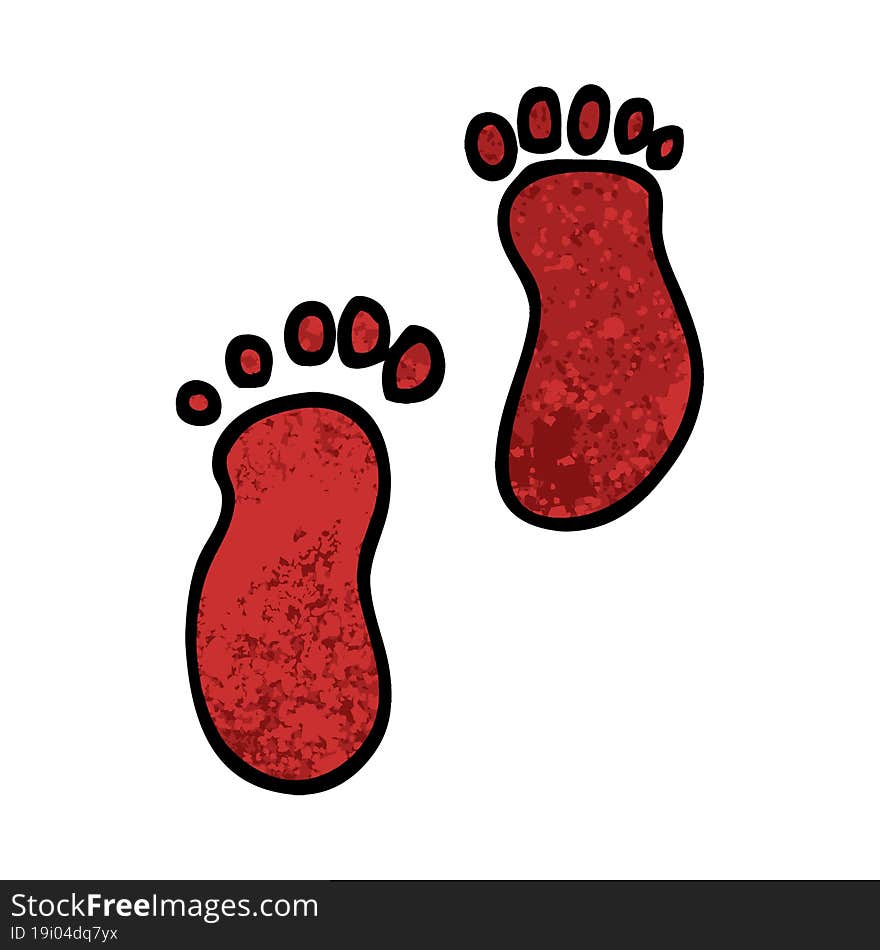 grunge textured illustration cartoon foot prints