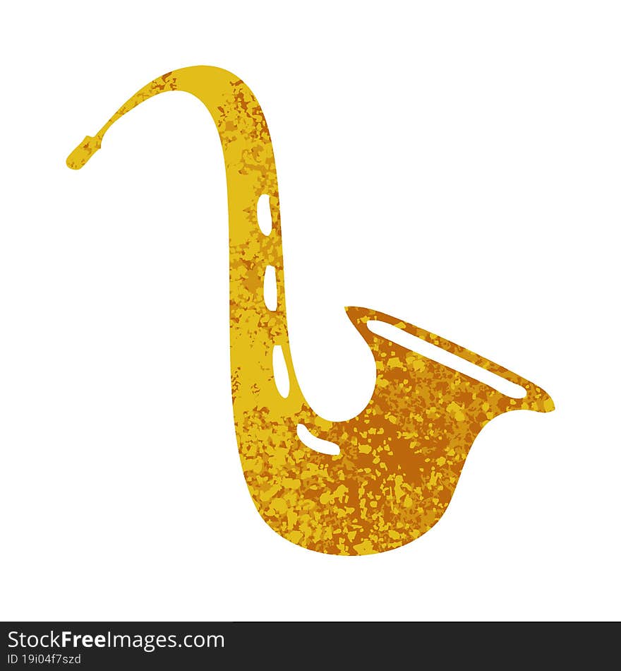 retro illustration style cartoon musical saxophone