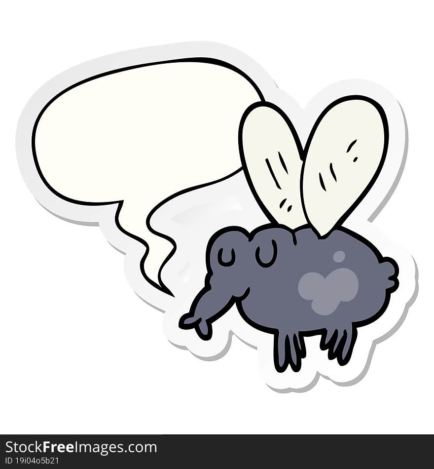 cartoon fly with speech bubble sticker. cartoon fly with speech bubble sticker