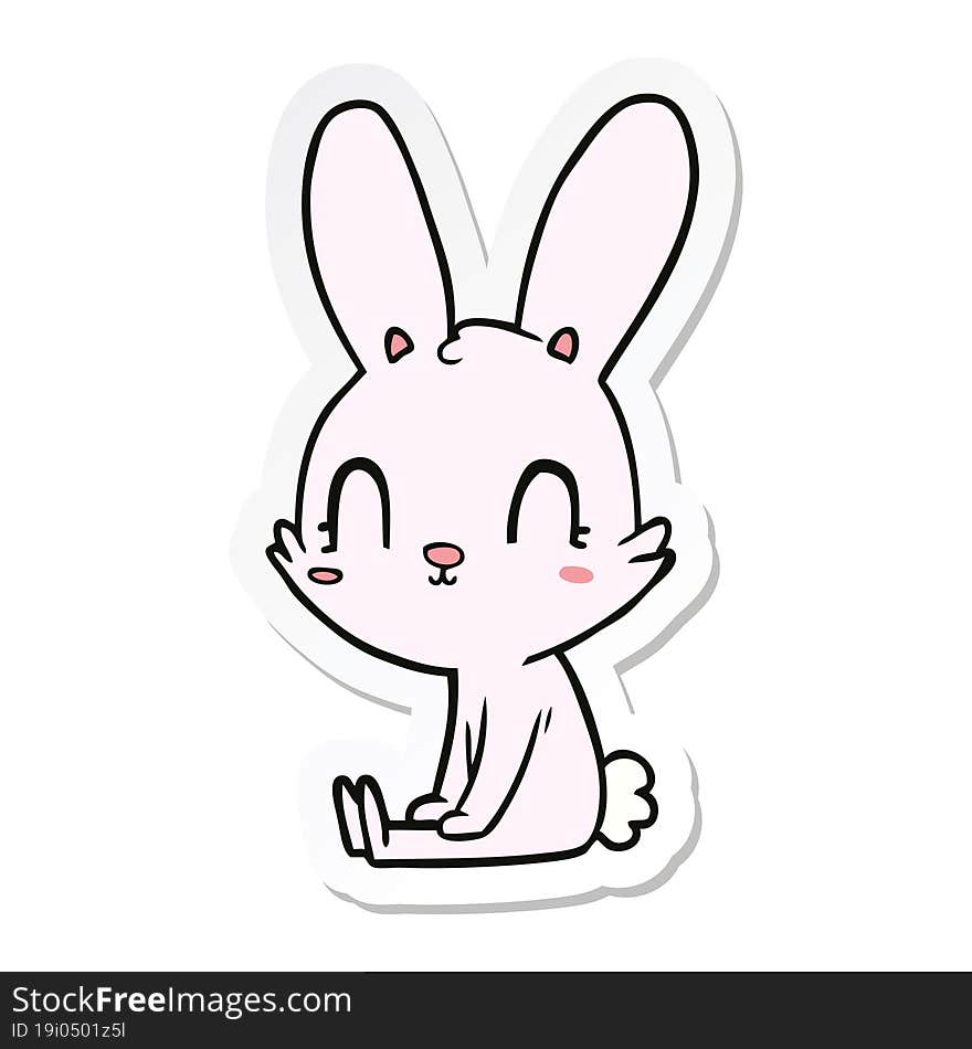 sticker of a cute cartoon rabbit sitting