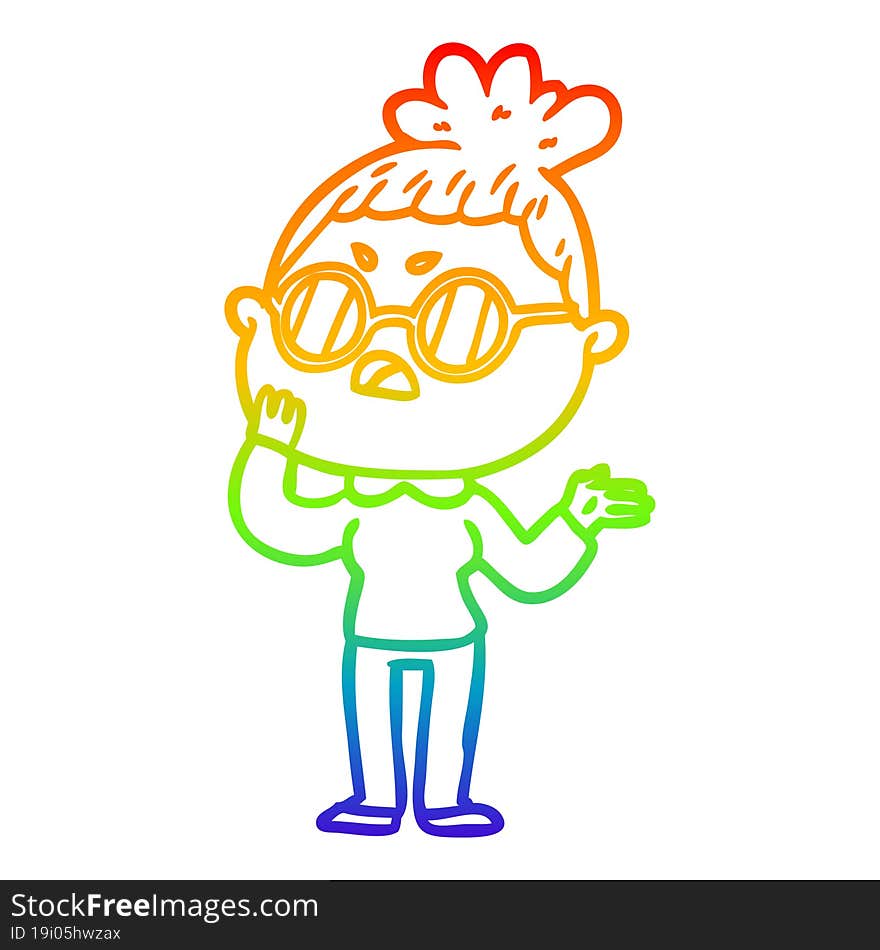 rainbow gradient line drawing cartoon annoyed woman