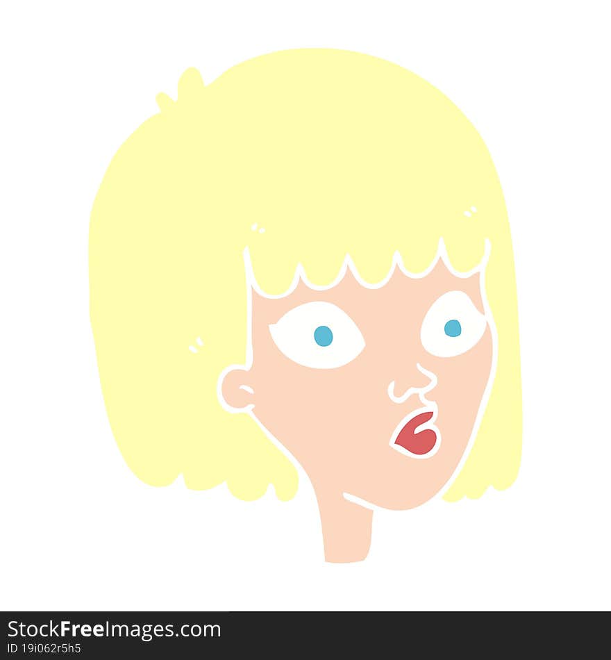 flat color illustration of a cartoon female face