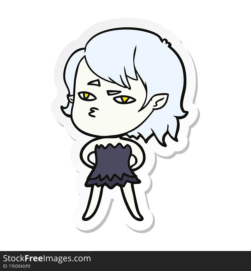 sticker of a cartoon vampire girl