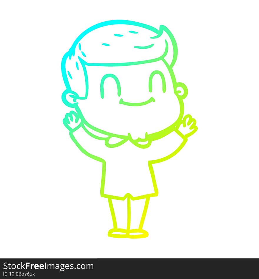 cold gradient line drawing of a cartoon friendly man