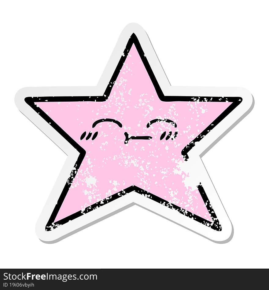 distressed sticker of a cute cartoon star fish