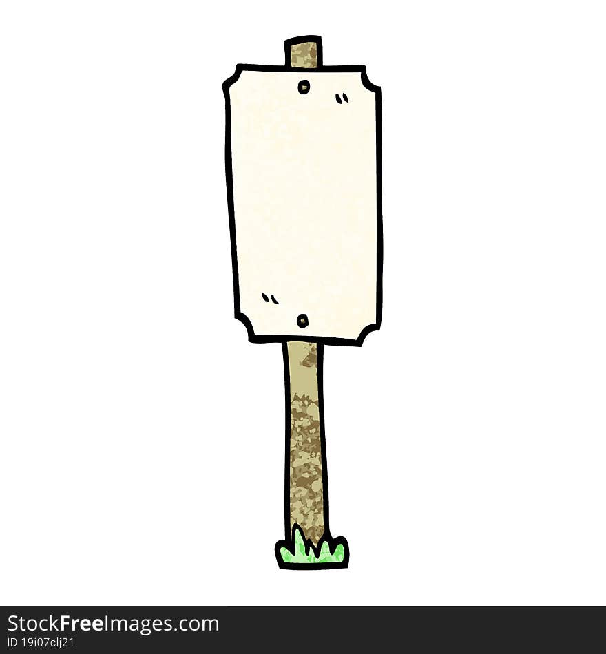 grunge textured illustration cartoon blank sign post