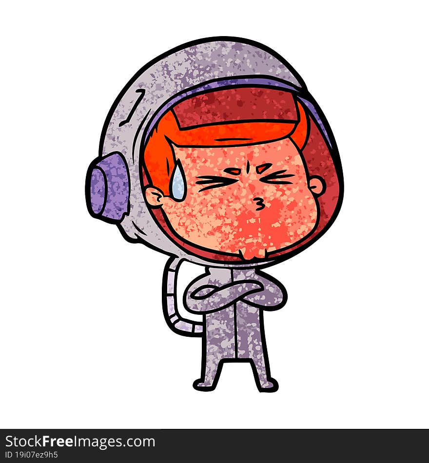 cartoon stressed astronaut. cartoon stressed astronaut