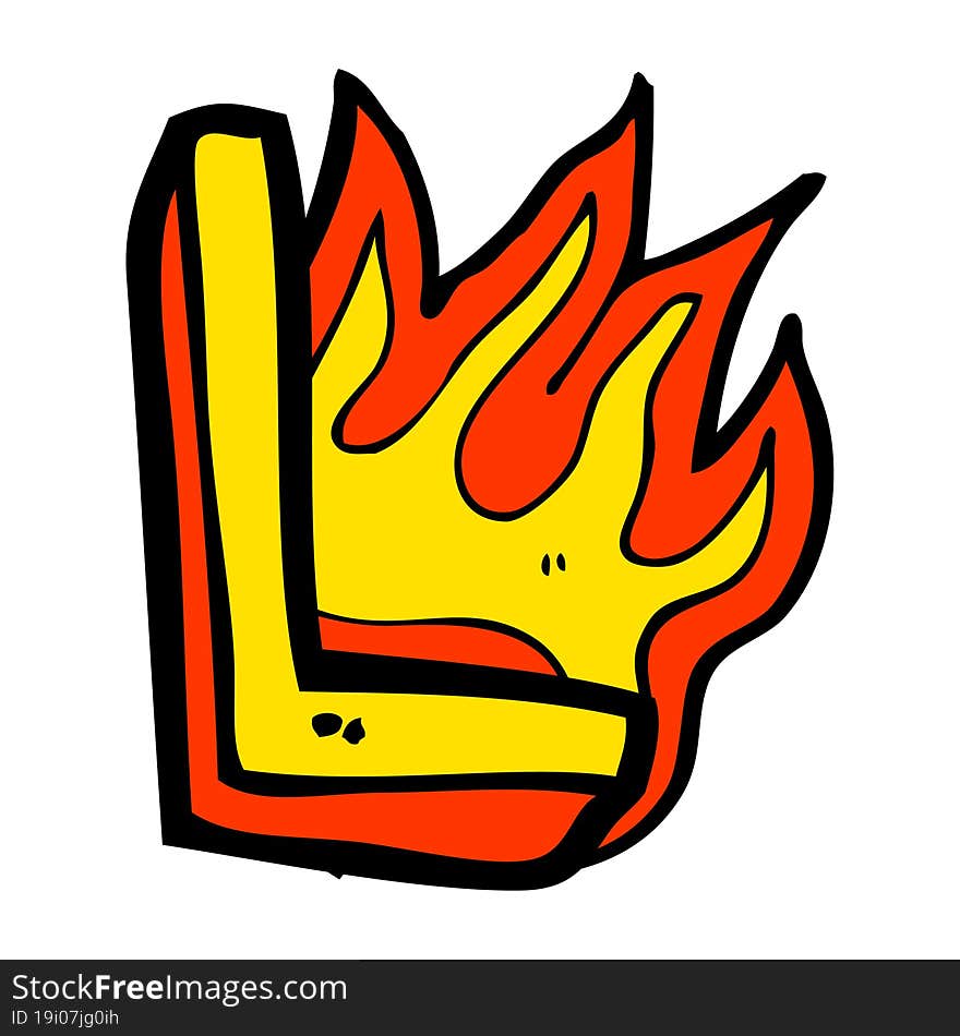 cartoon flaming letter