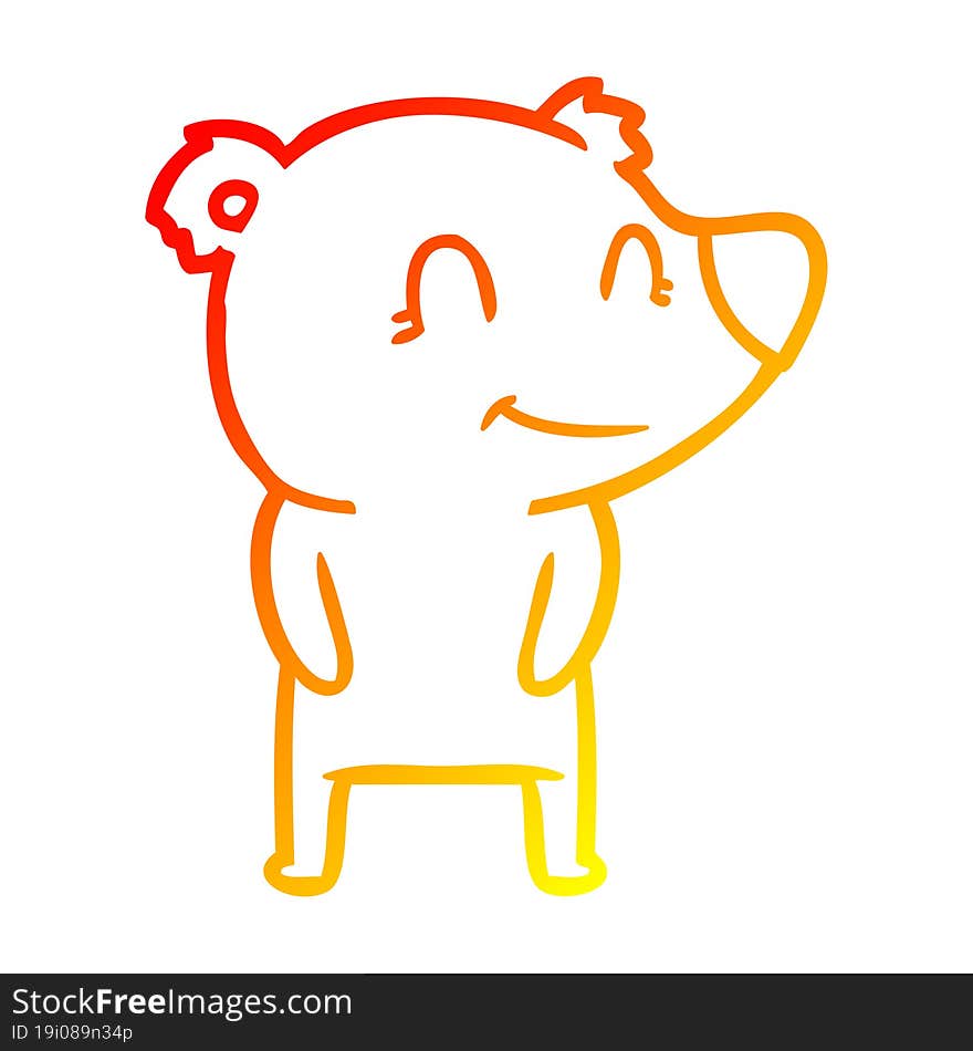 warm gradient line drawing friendly bear cartoon