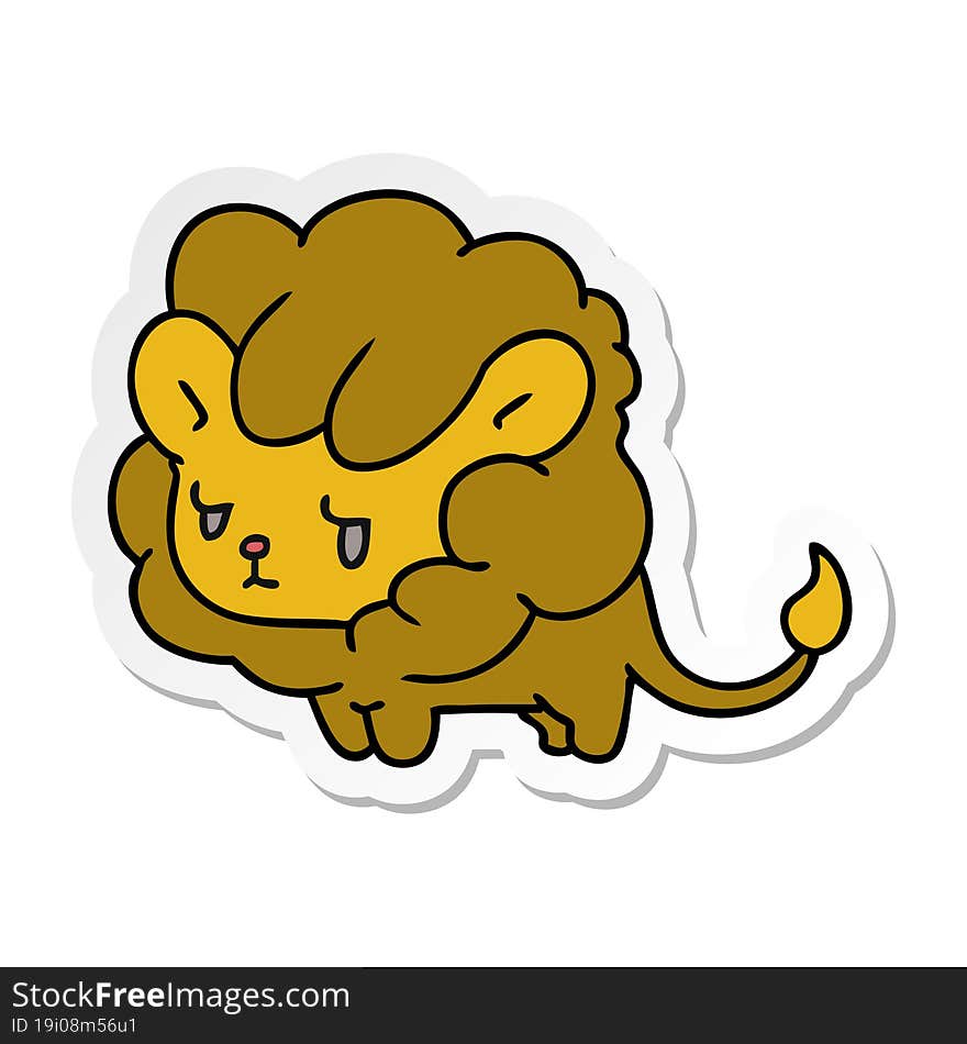 Sticker Cartoon Kawaii Cute Lion Cub