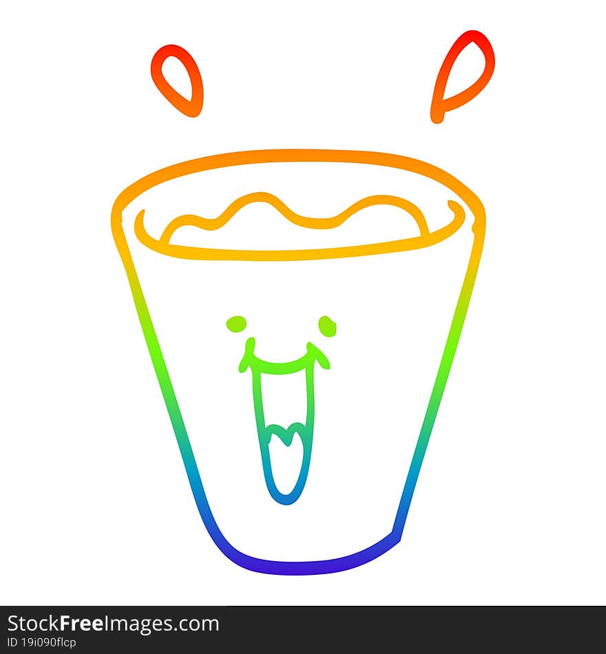 rainbow gradient line drawing cartoon happy drinks