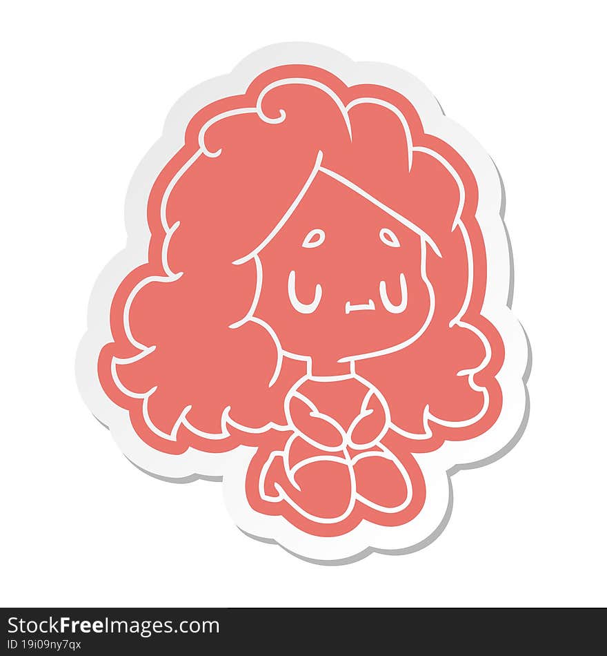 cartoon sticker of a cute kawaii girl