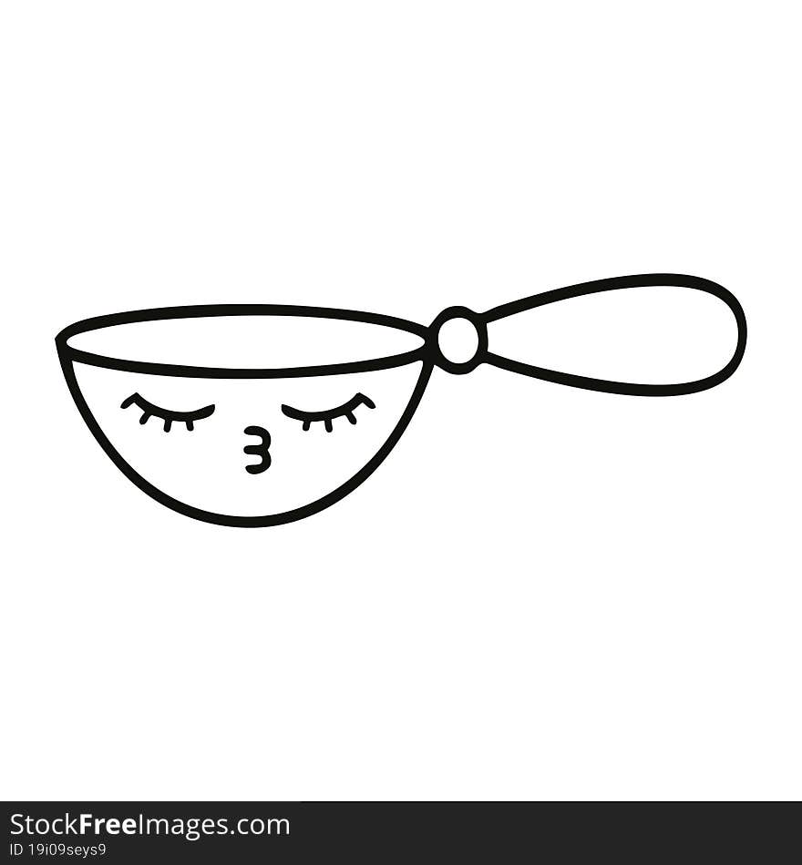 line drawing cartoon of a measuring spoon