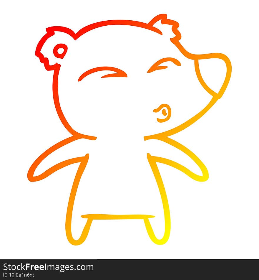 warm gradient line drawing cartoon whistling bear