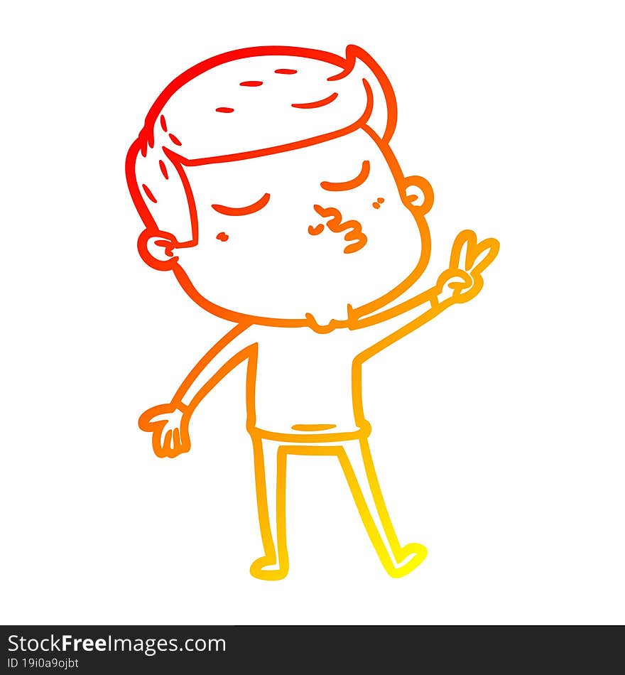 warm gradient line drawing cartoon model guy pouting