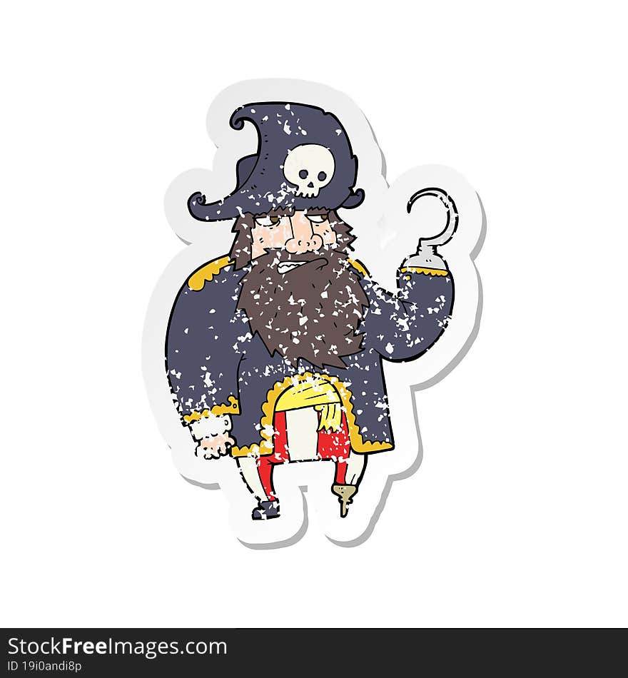 Retro Distressed Sticker Of A Cartoon Pirate