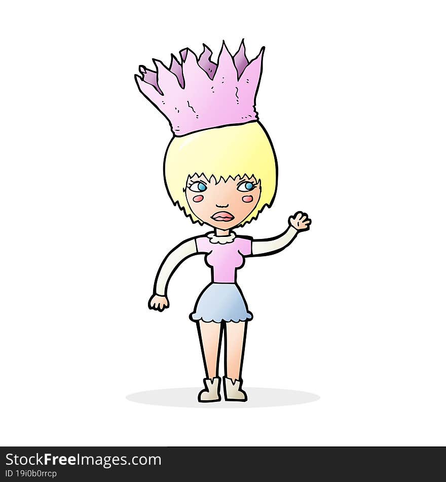 Cartoon Woman Wearing Paper Crown