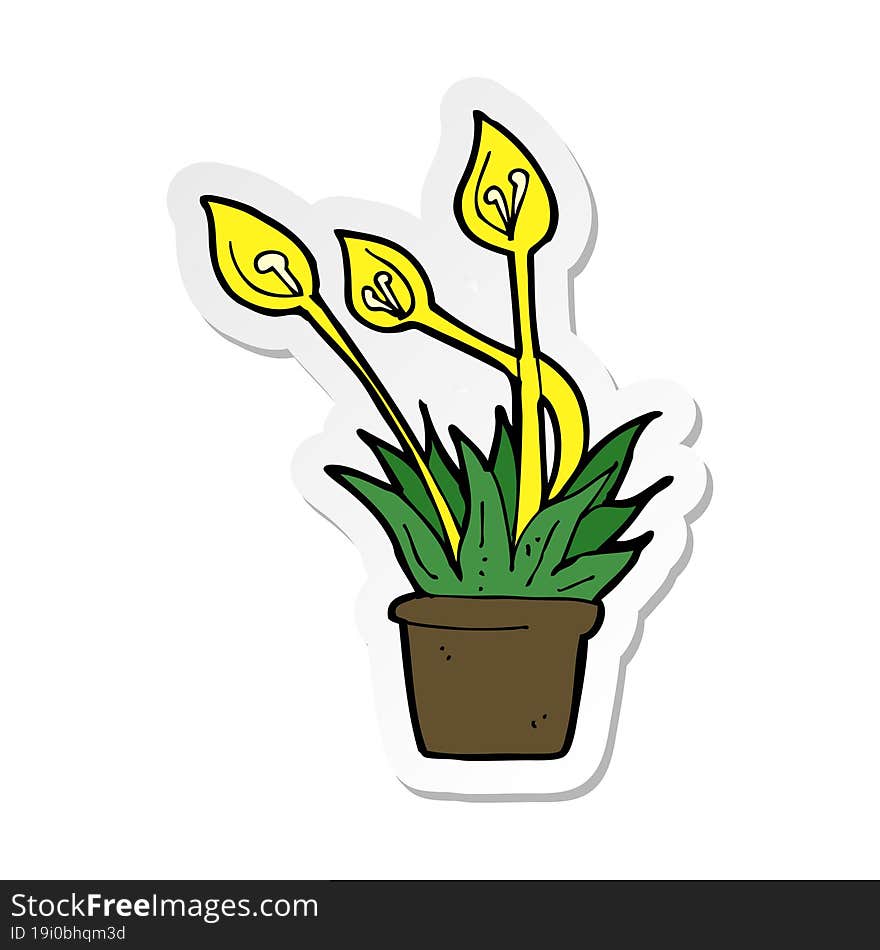 Sticker Of A Cartoon Orchid Plant