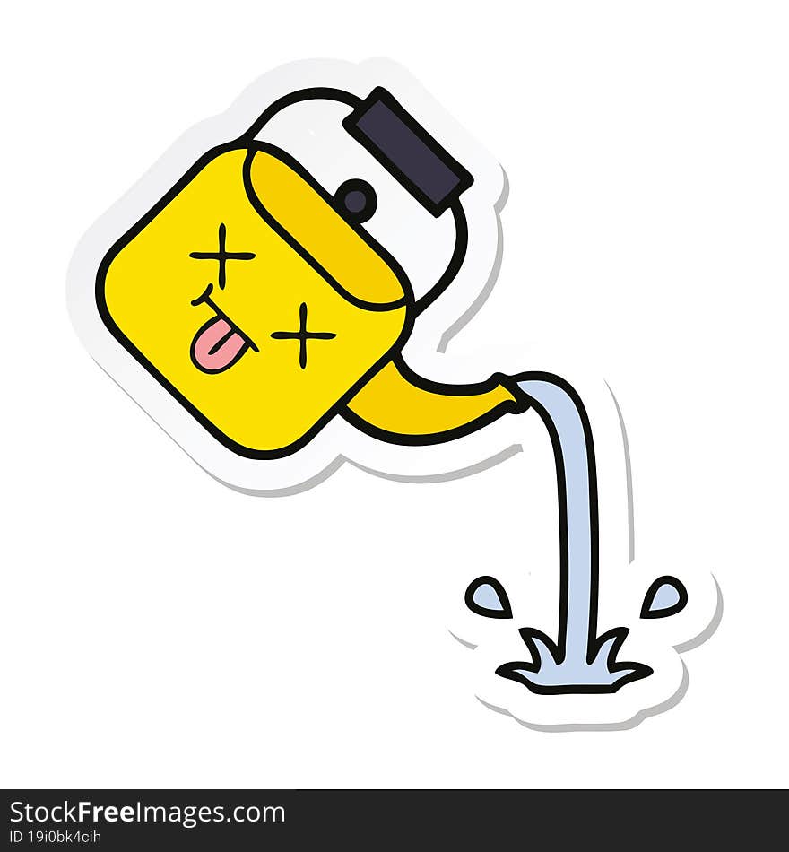 Sticker Of A Cute Cartoon Pouring Kettle