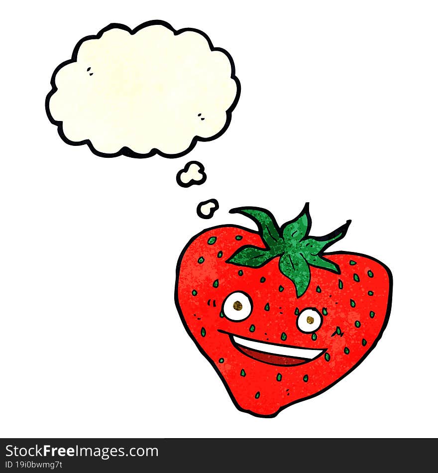 Cartoon Strawberry With Thought Bubble