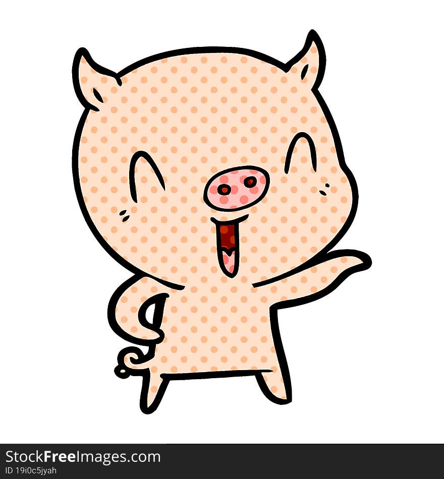 happy cartoon pig. happy cartoon pig