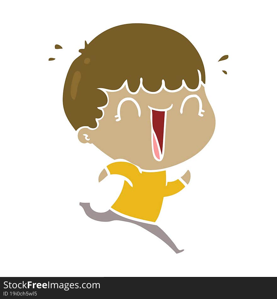 Laughing Flat Color Style Cartoon Man Running