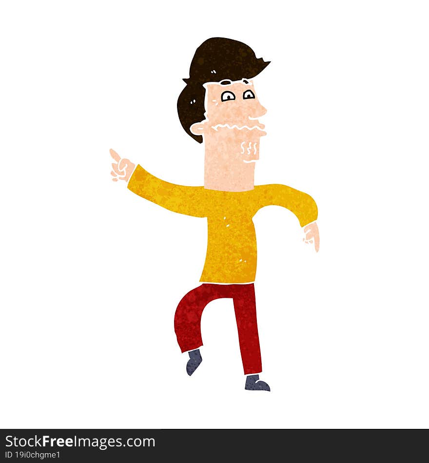 cartoon worried man pointing