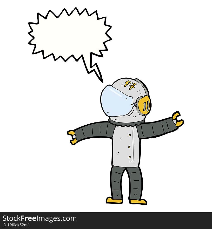 cartoon astronaut with speech bubble