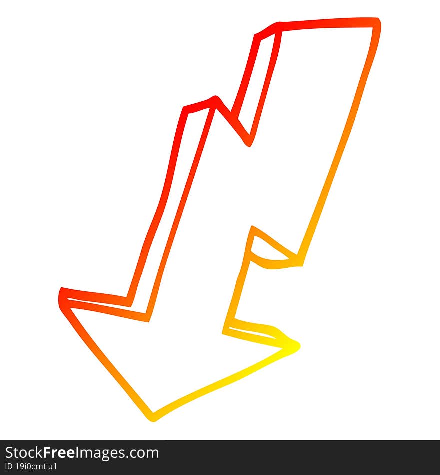 warm gradient line drawing cartoon lightning bolt