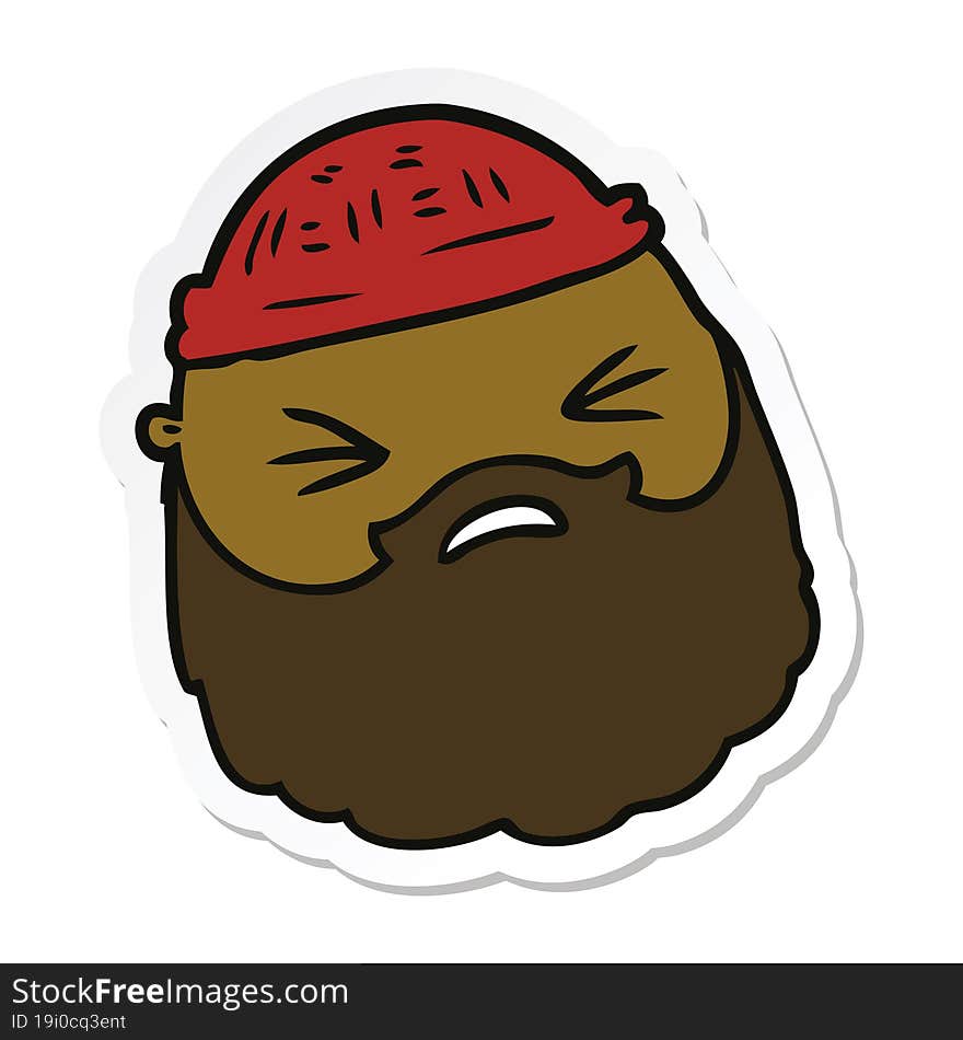 Sticker Of A Cartoon Male Face With Beard