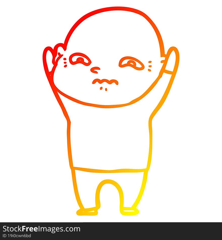 warm gradient line drawing cartoon nervous man