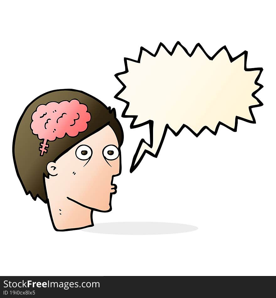 cartoon head with brain symbol with speech bubble