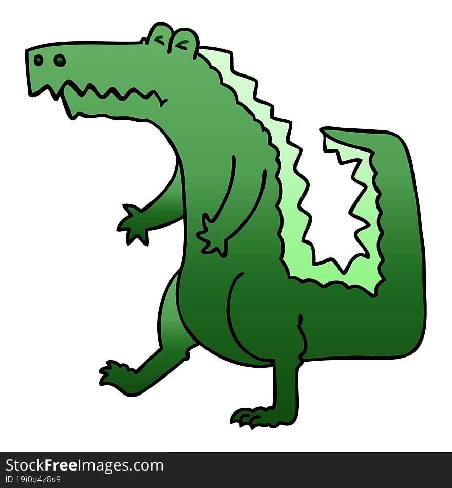 Quirky Gradient Shaded Cartoon Crocodile