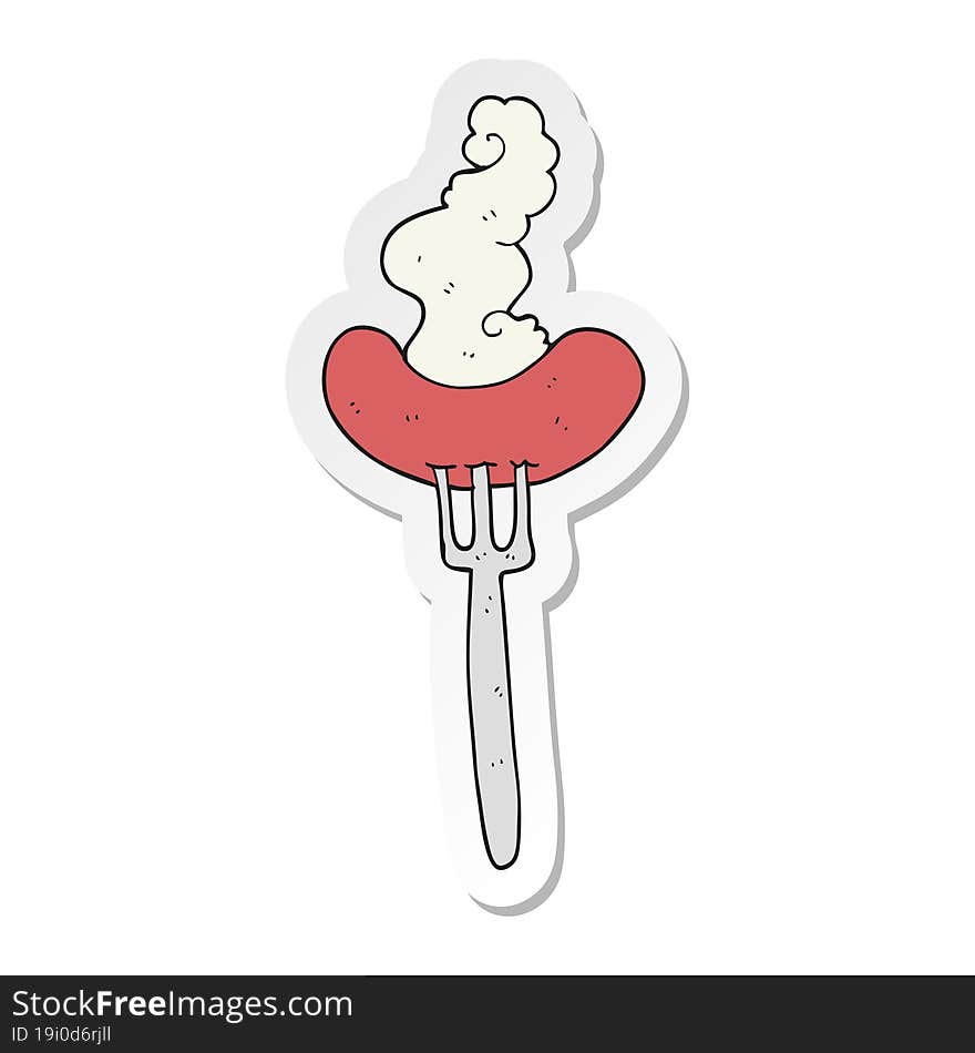 Sticker Of A Cartoon Hot Sausage